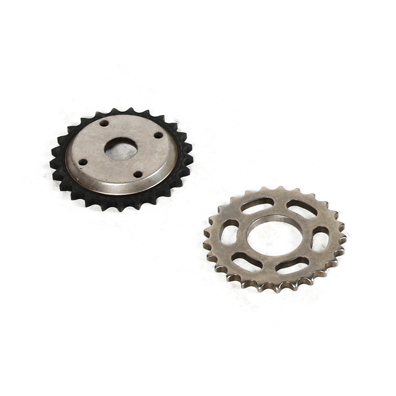 The timing sprocket is a toothed gear that connects to the crankshaft and the camshaft(s) of an engine